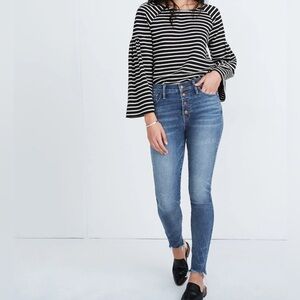 Madewell 10” High-Rise Skinny Jeans Cordova Wash Button Front